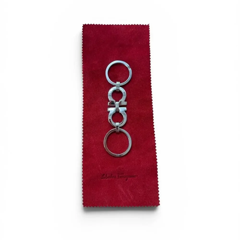 Salvatore Ferragamo Men Gancini Keychain - Silver Key Ring